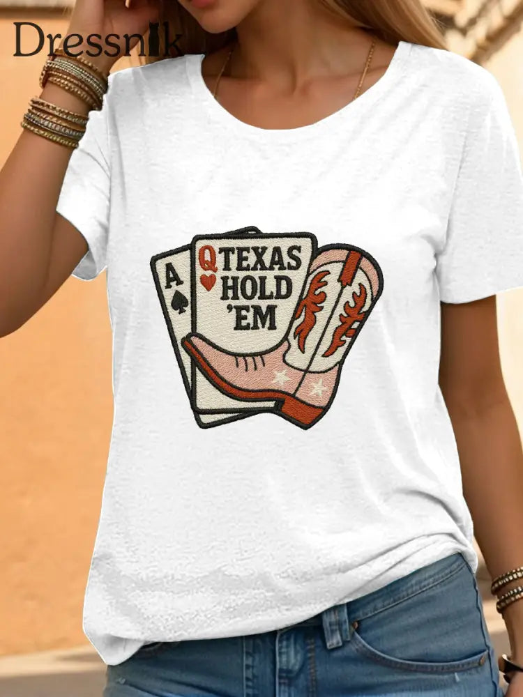 Frauen Poker T-Shirt Weiß / S