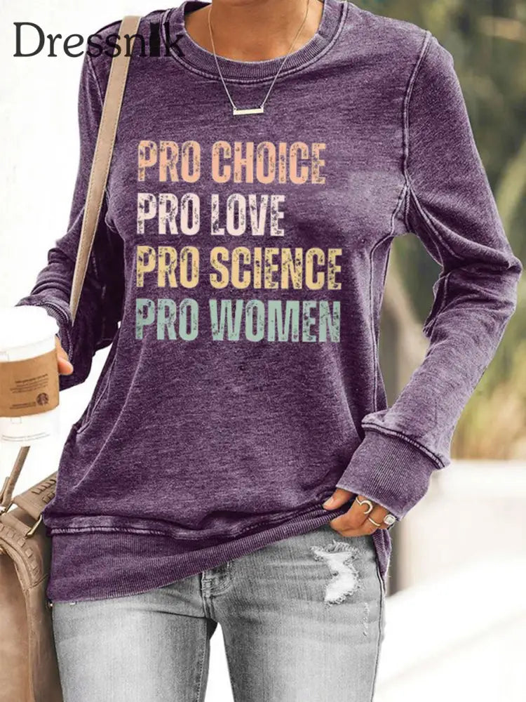 Frauen Pro Choice Print Sweatshirt Lila / S