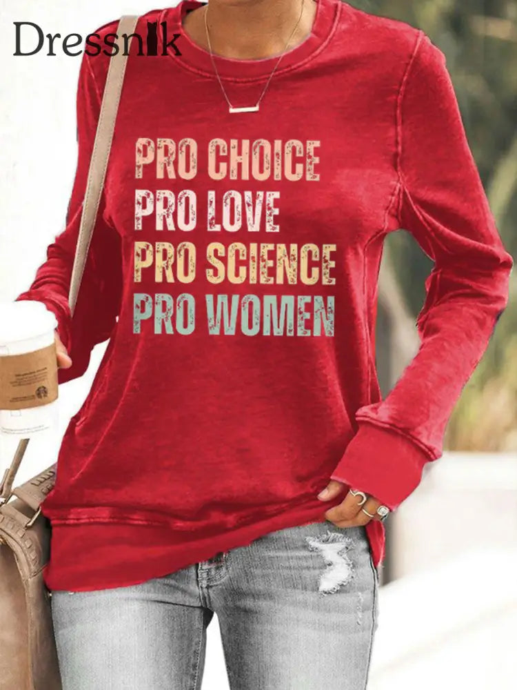 Frauen Pro Choice Print Sweatshirt Rot / S