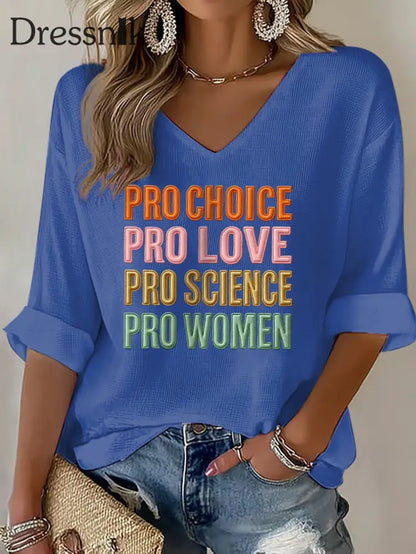Frauen Pro Choice Print Waffel T Shirt Blau / S