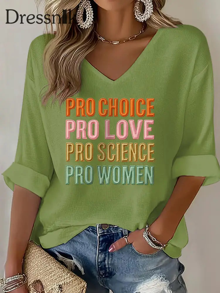 Frauen Pro Choice Print Waffel T Shirt Grün / S