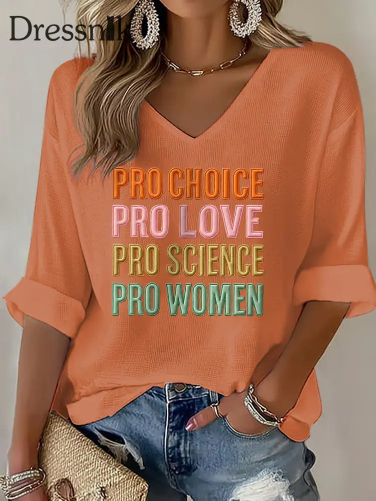 Frauen Pro Choice Print Waffel T Shirt Orange / S