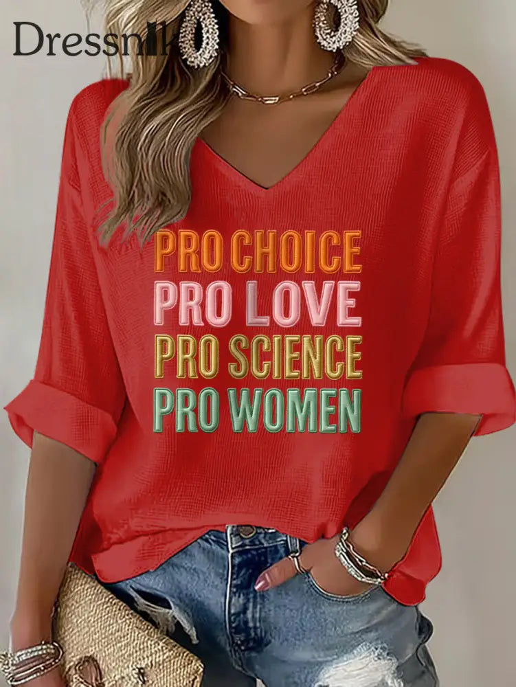 Frauen Pro Choice Print Waffel T Shirt Rot / S