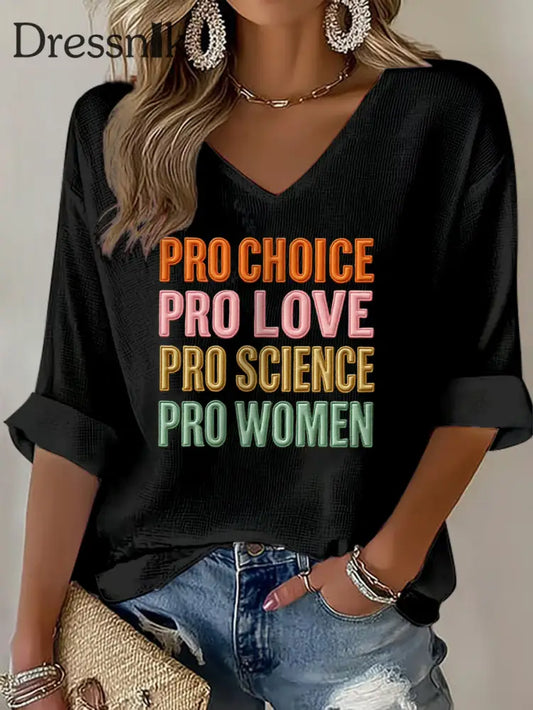 Frauen Pro Choice Print Waffel T Shirt Schwarz / S