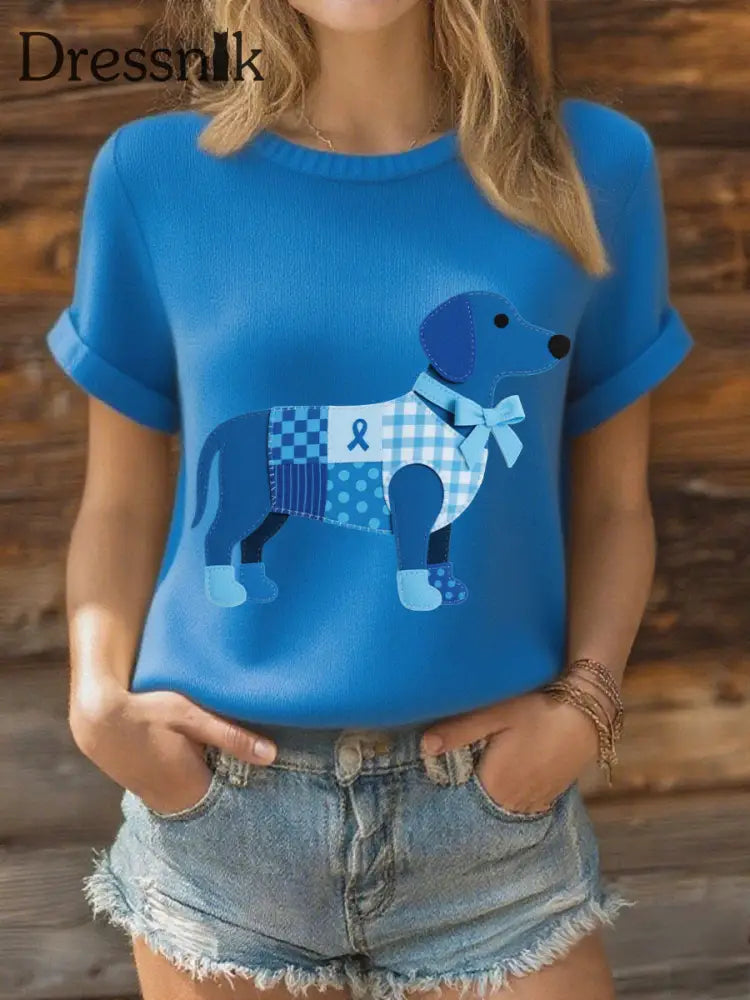 Frauen Prostata krebs Dackel T Shirts blau / S