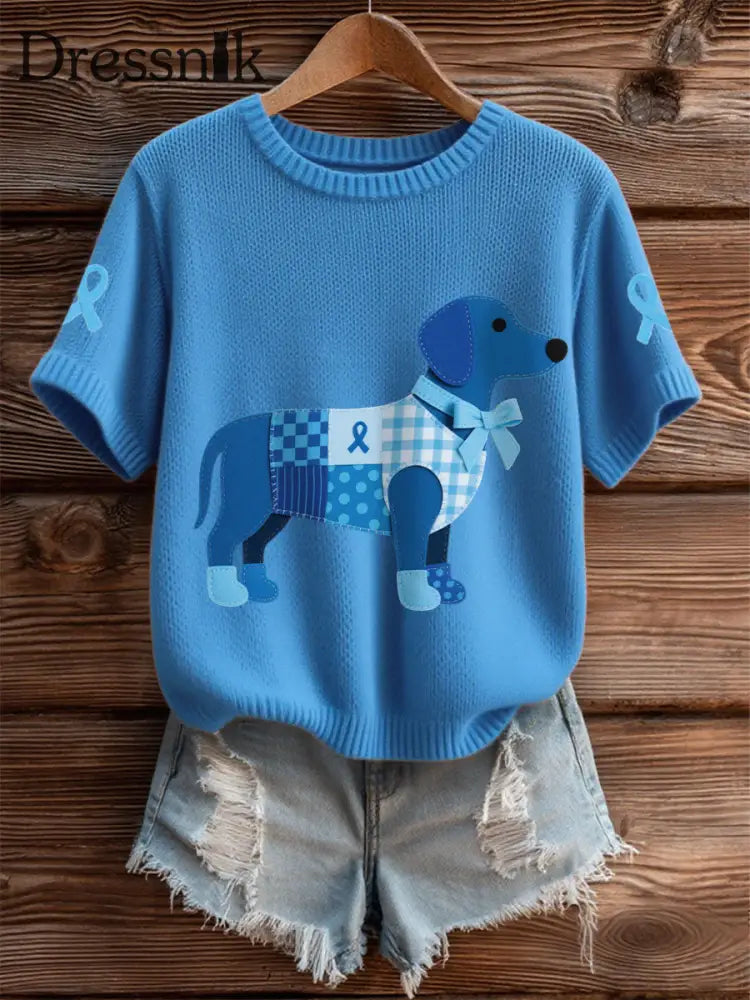 Frauen Prostata krebs Dackel Tops blau / S