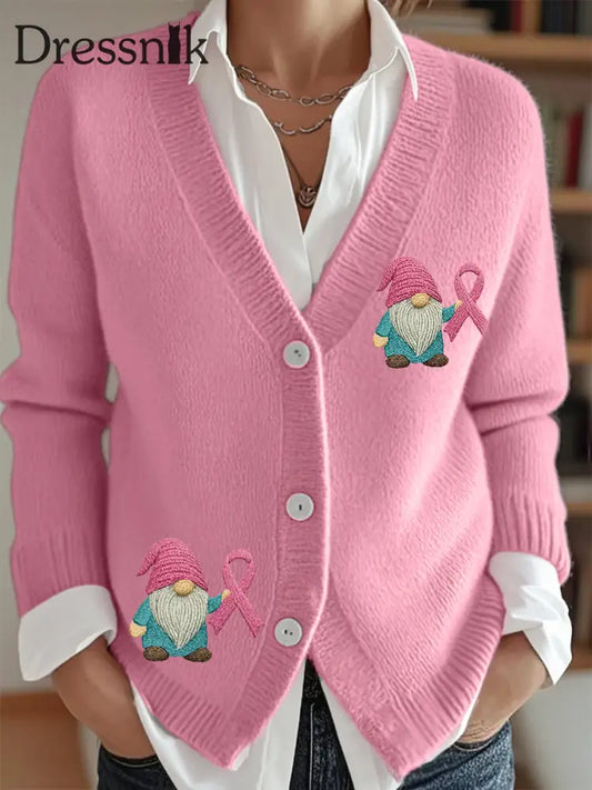 Frauen Rosa Band Brustkrebs Sensi bilisierung Strickjacke Rosa / S