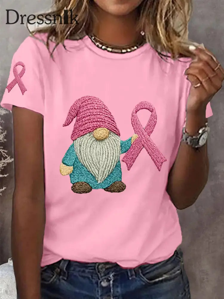 Frauen Rosa Band Brustkrebs Sensi bilisierung T-Shirt Rosa / S