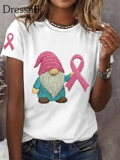 Frauen Rosa Band Brustkrebs Sensi bilisierung T-Shirt Weiß / S