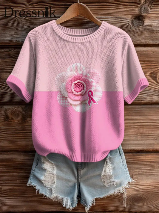 Frauen Rosa Brustkrebs Bewusstsein Rose T Shirt Rosa / S