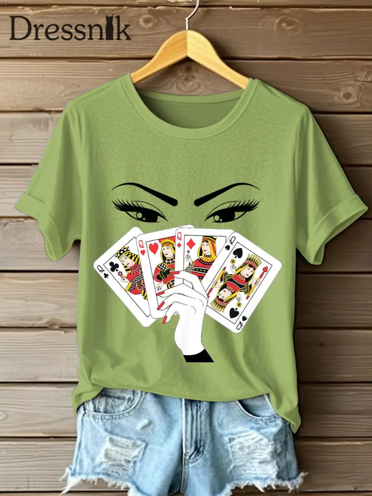 Frauen Spielkarte Slam Queen T-Shirts Grün / S