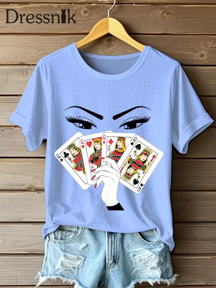 Frauen Spielkarte Slam Queen T-Shirts Hellblau / S