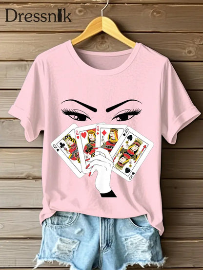 Frauen Spielkarte Slam Queen T-Shirts Hellrosa / S