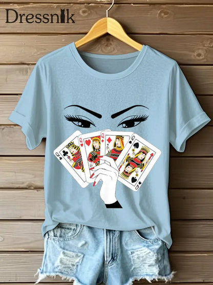 Frauen Spielkarte Slam Queen T-Shirts Himmelblau / S
