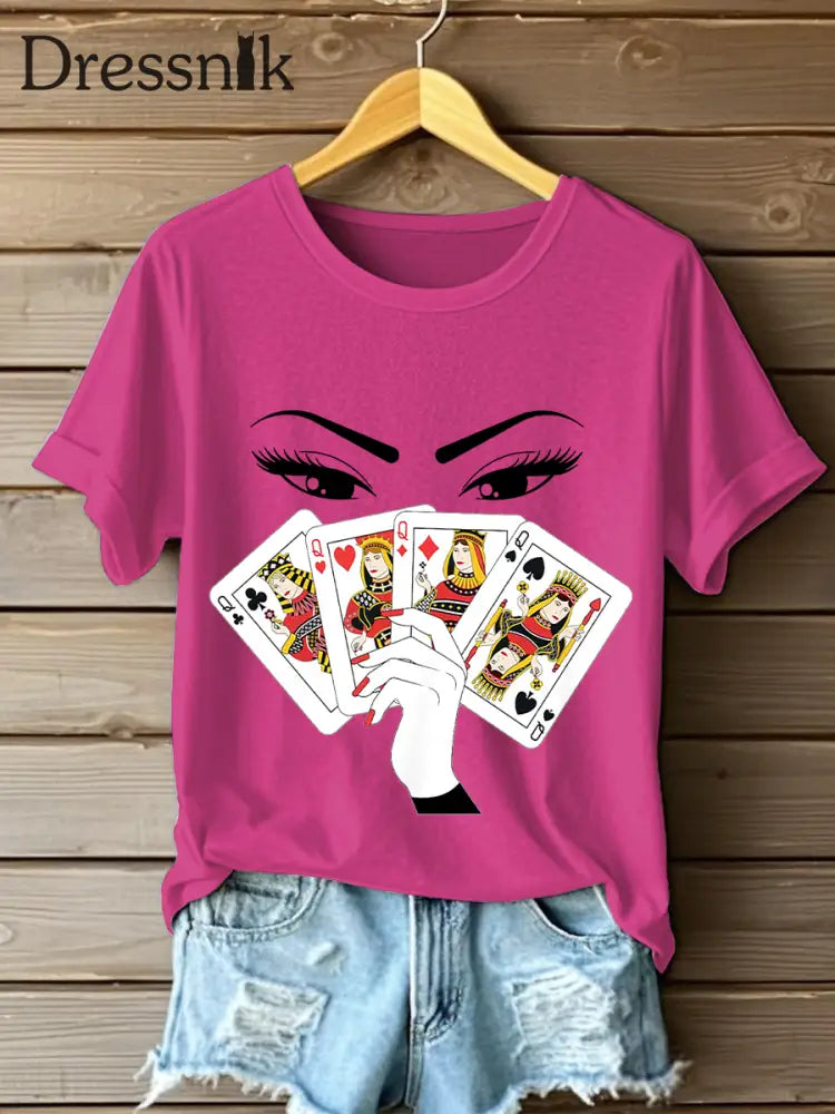 Frauen Spielkarte Slam Queen T-Shirts Rosenrot / S