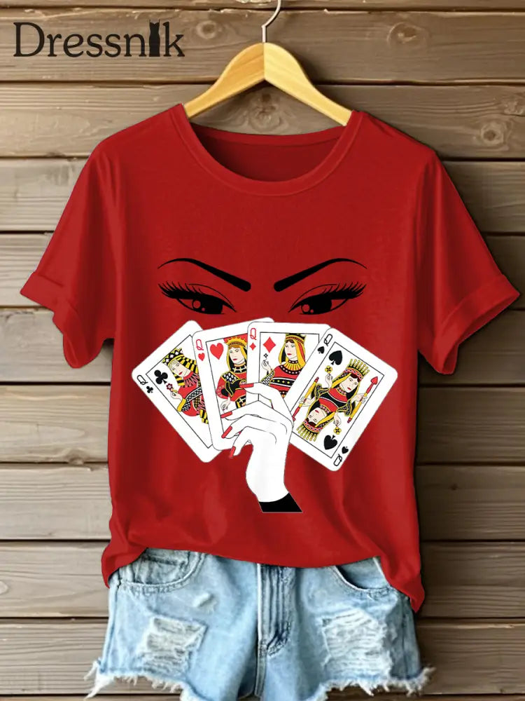 Frauen Spielkarte Slam Queen T-Shirts Rot / S