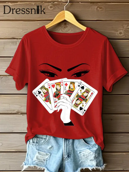 Frauen Spielkarte Slam Queen T-Shirts Rot / S