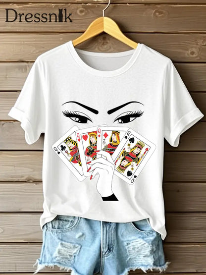 Frauen Spielkarte Slam Queen T-Shirts Weiß / S