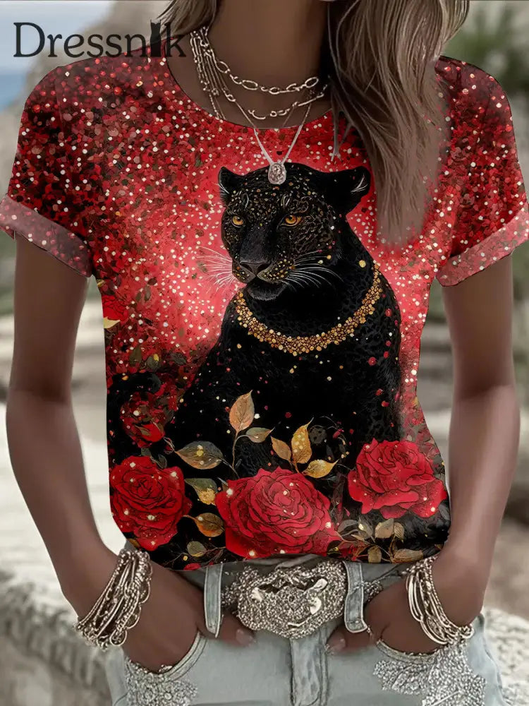 Frauen-T-Shirts mit Leoparden muster als bild / S