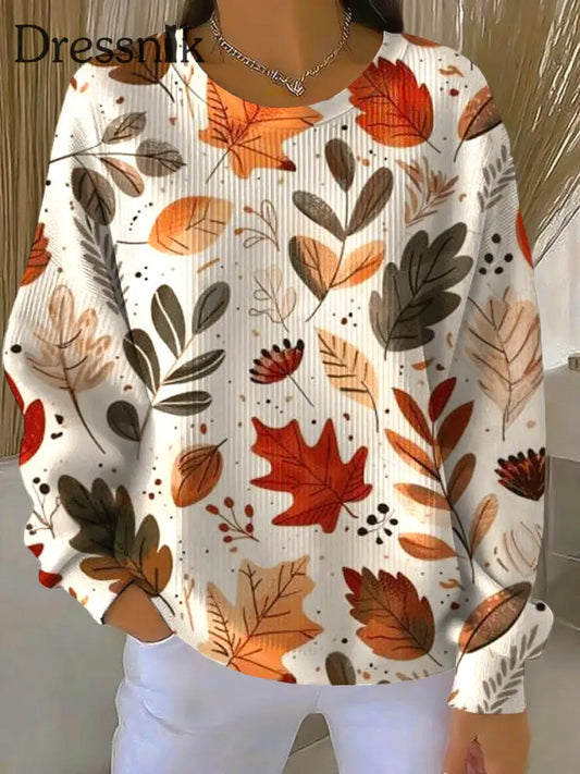Frauen Thanksgiving Herbst blatt lässig Crewneck Pullover mehrfarbig / S