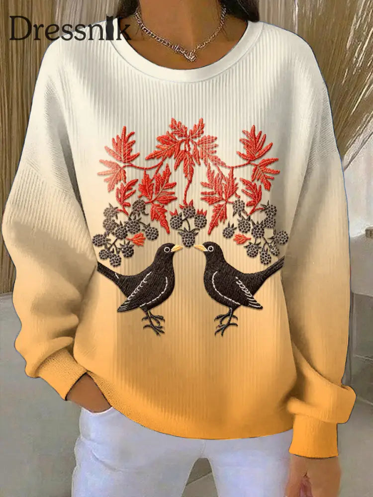 Frauen Thanksgiving Orange Lose-Fit Crewneck Pullover Orange / S