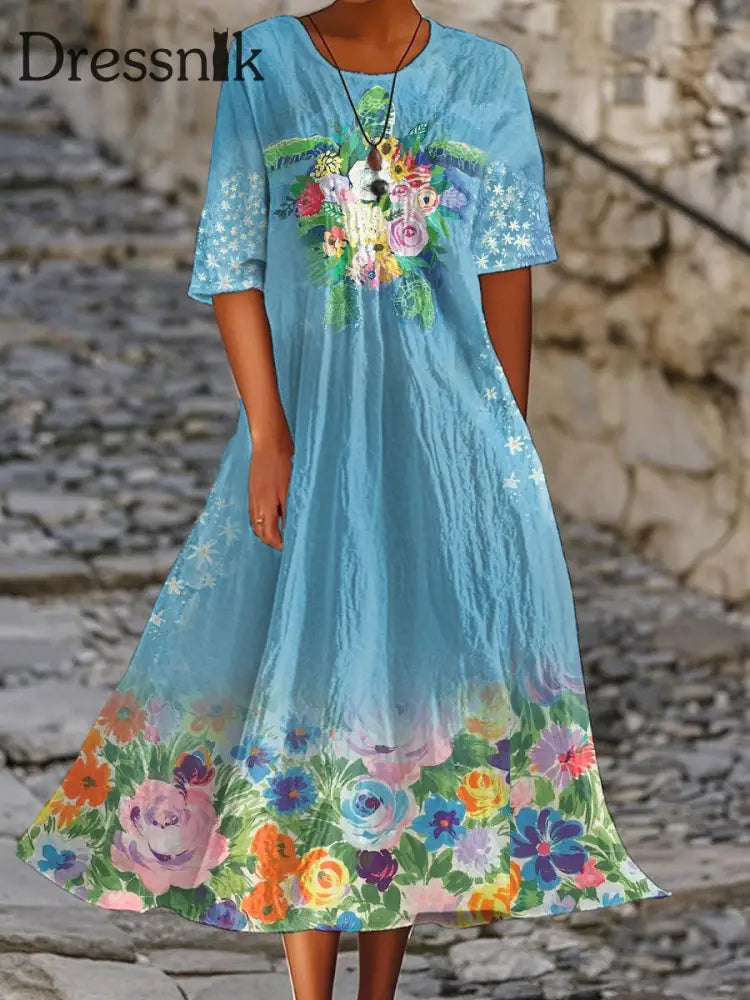 Frauen Urlaub Meer Schildkröte Bedrucktes Kleid
