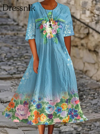 Frauen Urlaub Meer Schildkröte Bedrucktes Kleid