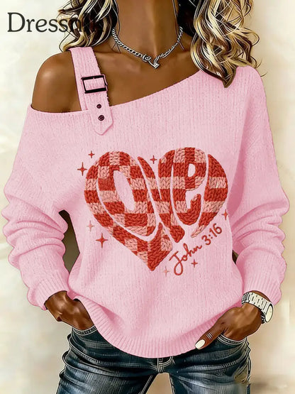 Frauen Valentinstag für Gott so liebte die Welt John 3:16 Tops Rosa / S