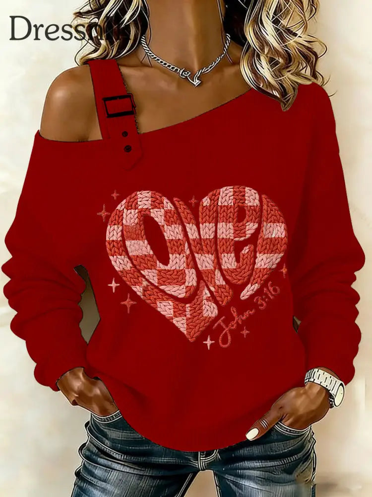 Frauen Valentinstag für Gott so liebte die Welt John 3:16 Tops Rot / S