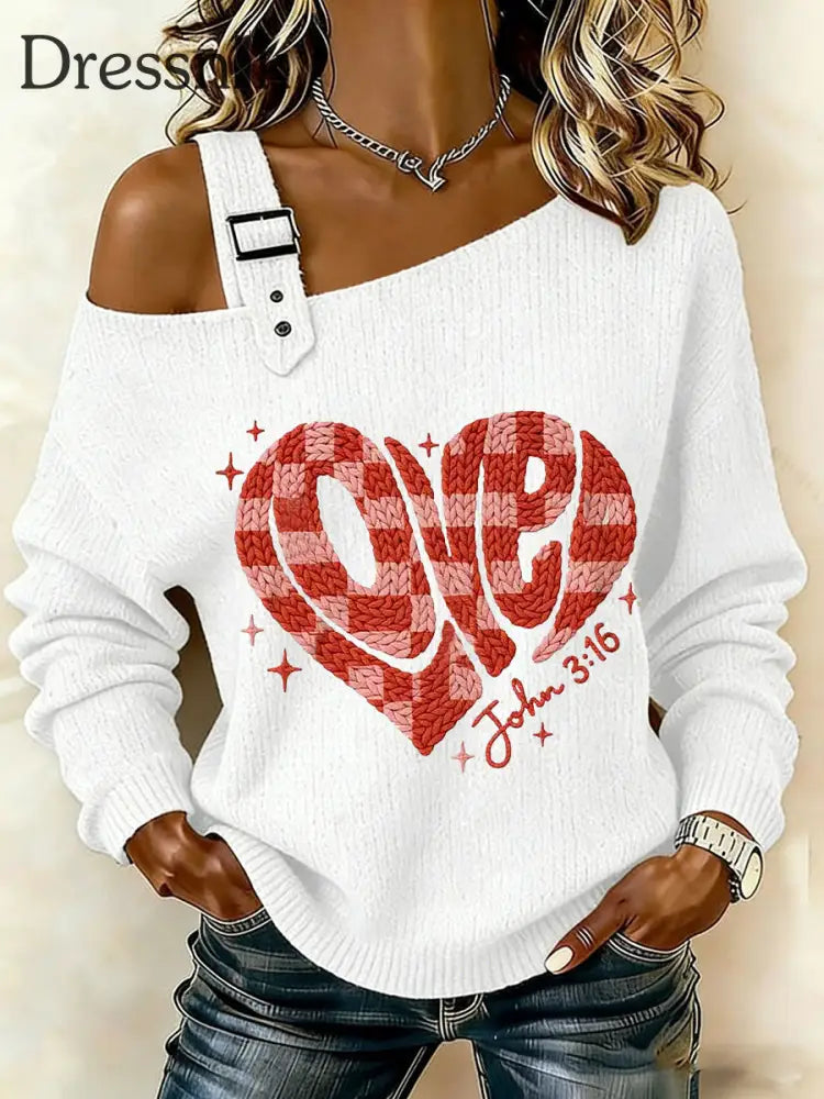 Frauen Valentinstag für Gott so liebte die Welt John 3:16 Tops Weiß / S