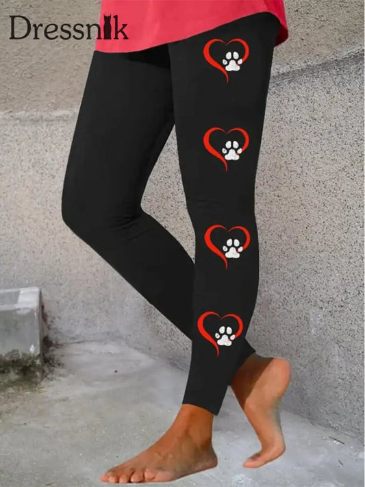 Frauen Valentinstag Herz Druck Mode Leggings