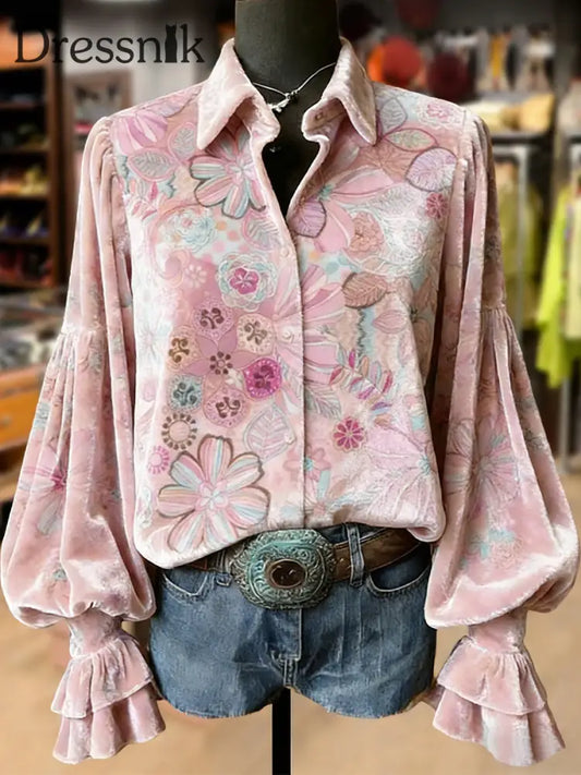 Frauen Valentinstag Kunstdruck Langarm Top als bild / S