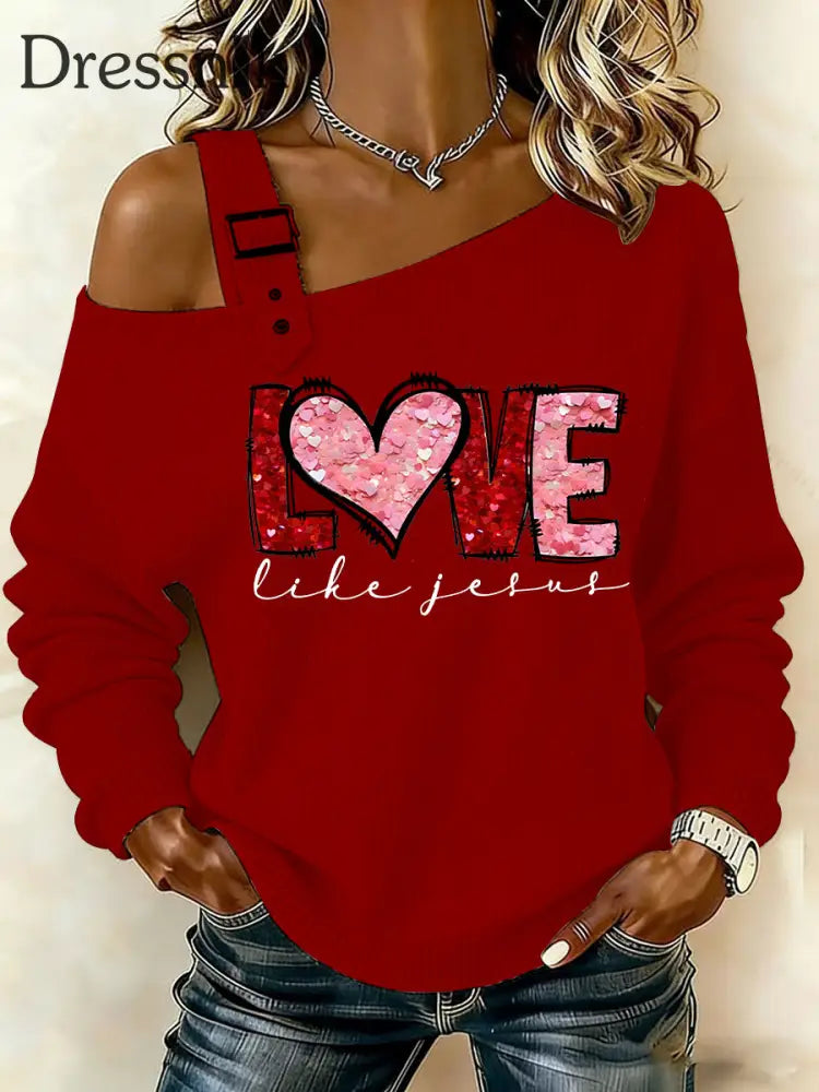 Frauen Valentinstag Liebe wie Jesus Tops Rot / S