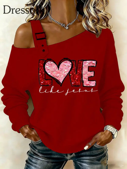 Frauen Valentinstag Liebe wie Jesus Tops Rot / S