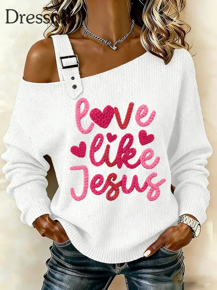 Frauen Valentinstag Liebe wie Jesus Tops Weiß / S