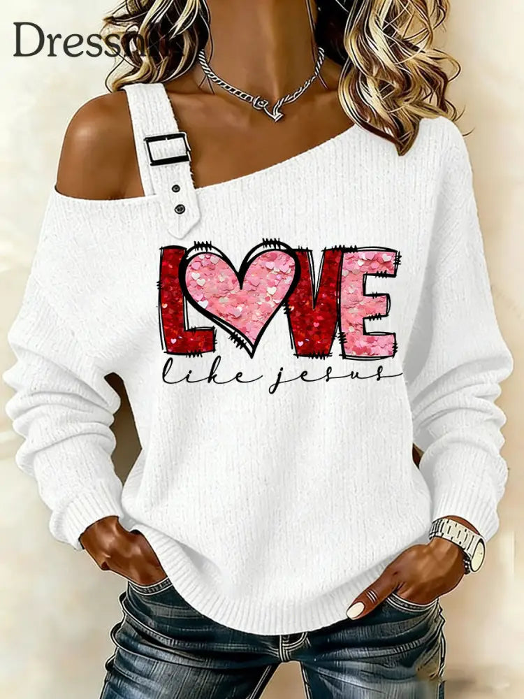 Frauen Valentinstag Liebe wie Jesus Tops Weiß / S