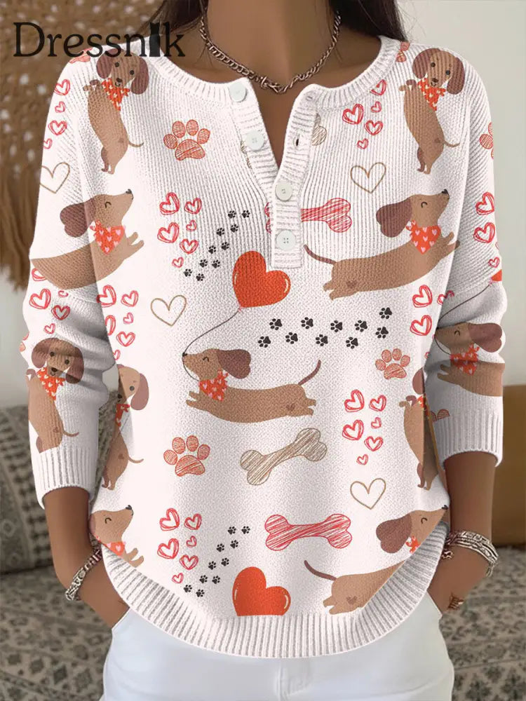 Frauen Valentinstag niedliches Tier druck Stricktop als bild / S