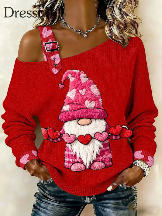 Frauen Valentinstag Zwerg Tops Rot / S