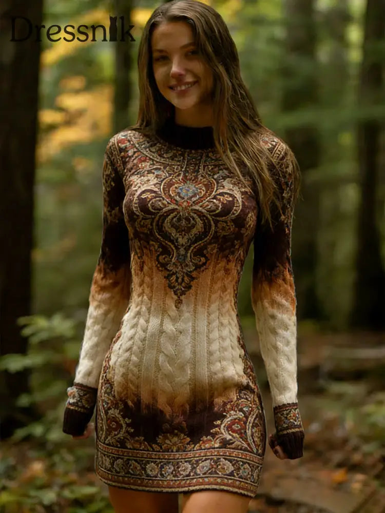 Frauen Vintage Ethnische Stil Blumen druck bequemes und elegantes Kleid A / S