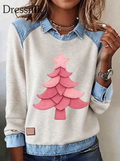 Frauen Weihnachts baum Cowboy Spleißen Top D / S