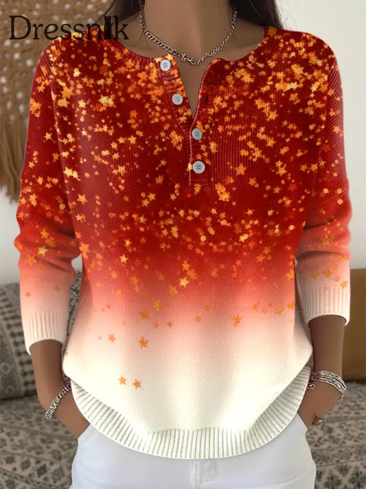 Frauen Weihnachts stern Rot Ombre Pullover Rot / S