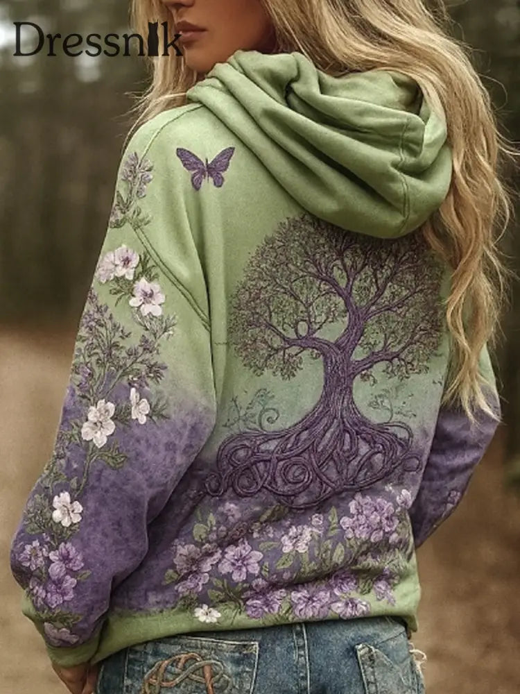 Frauen Wikinger Baum des Lebens Gemütliche warme Zip-up-Strickjacke als bild / S