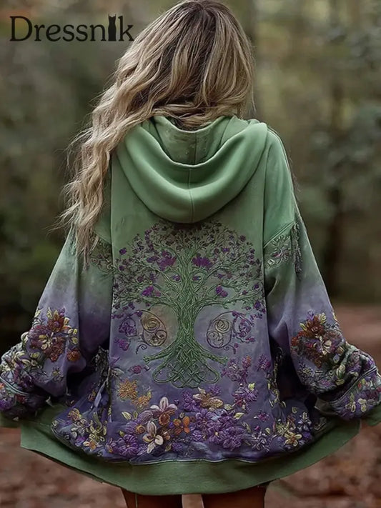 Frauen Wikinger Baum des Lebens Gemütliche warme Zip-up-Strickjacke als bild / S