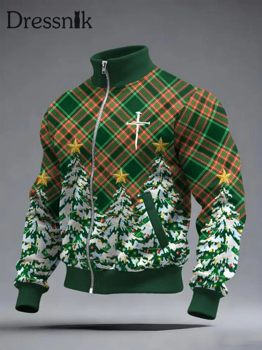 Freizeit jacke mit Kreuz druck für Herren Grün / S