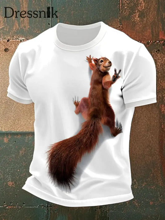Freizeit-T-Shirts mit Eichhörnchen-Print für Männer Weiß / S
