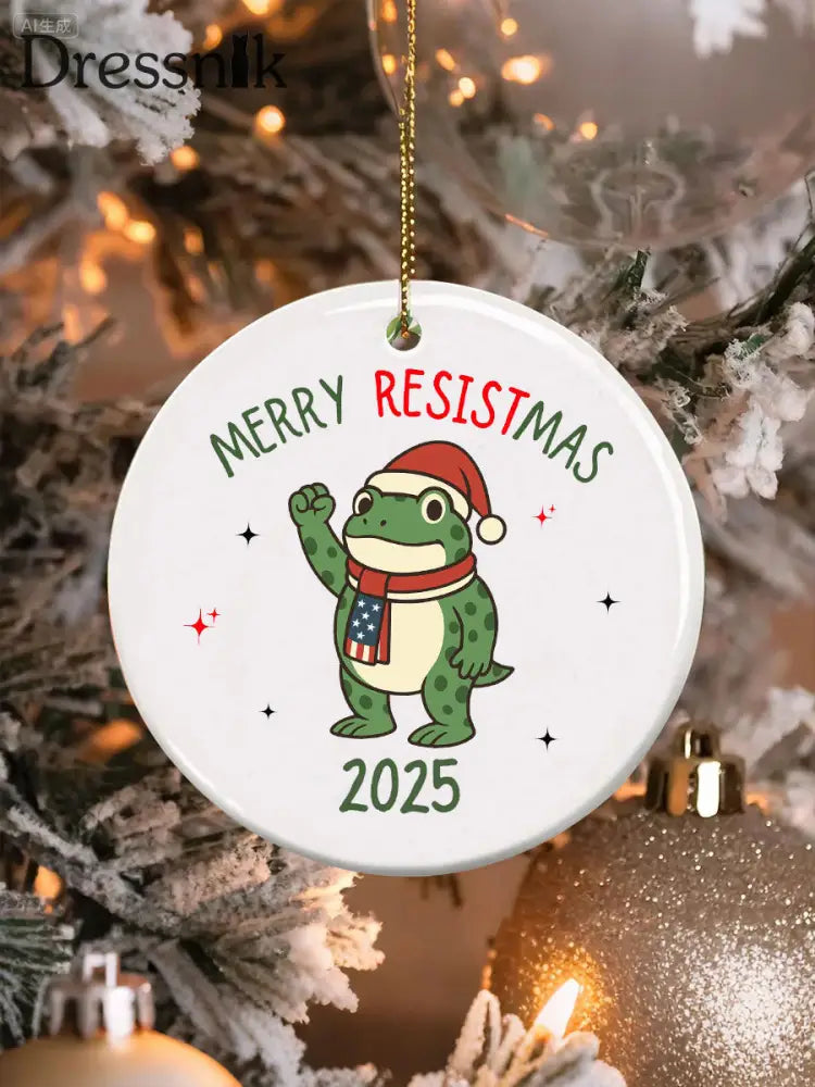 Frohe Widerstände 2025 Weihnachts baum Ornament Weiß / EINS