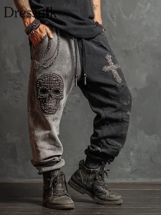 Gedruckte Herren-Rock-Schädel-Hosen als bild / S