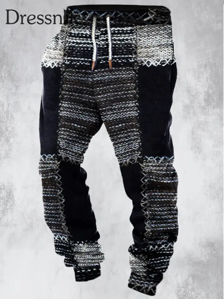 Gedruckte Kordel zug elastische Kraft füße für Herren grau gestrickt A / S