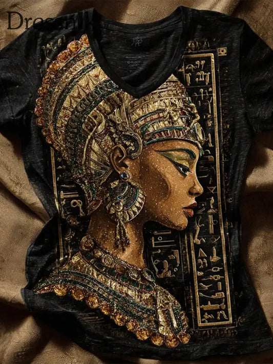 Gedrucktes T Shirt der alten ägyptischen Zivilisation der Frauen Schwarz / S