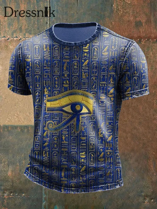 Gedrucktes T Shirt der alten ägyptischen Zivilisation der Männer blau / S